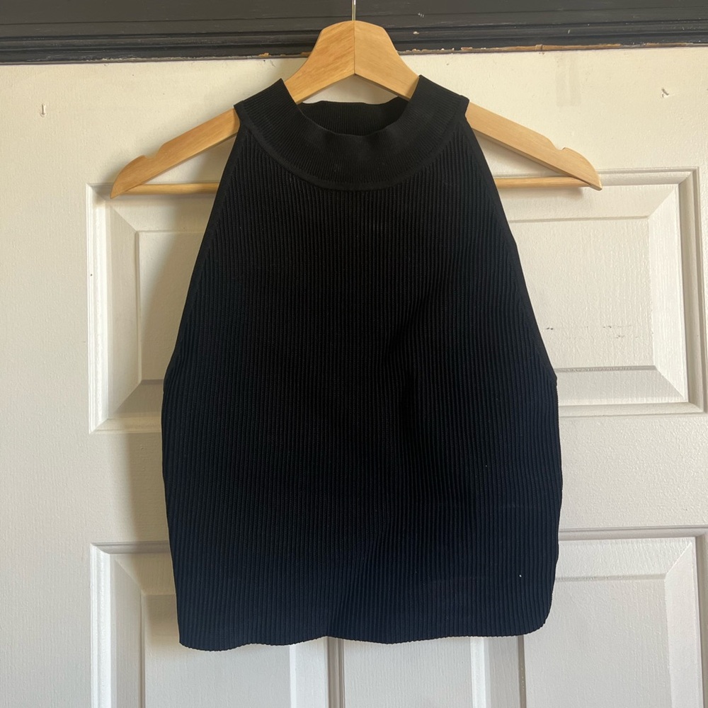 Babaton Black Sleeveless Crop Tank Top